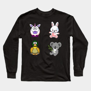 Cute Animal Sticker Pack Long Sleeve T-Shirt